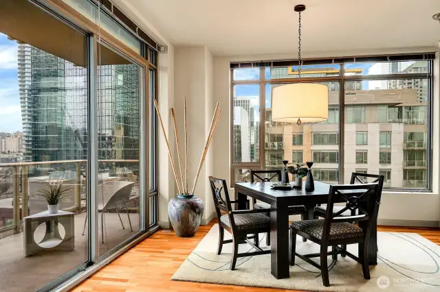 A slider opens to your private balcony.