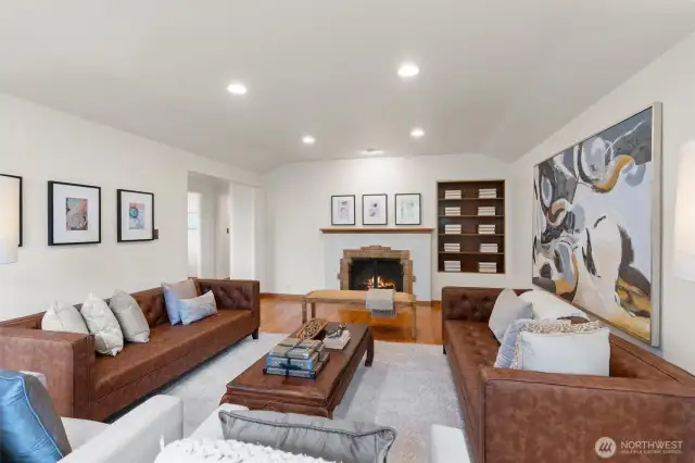 Living room w/ fireplace to keep you and your guests cozy