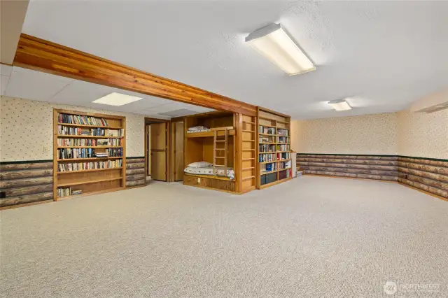 Lots of room and built in bookcases in the daylight basement.