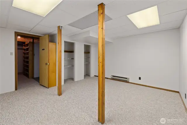 Extra room in daylight basement, has been used as office and storage space.
