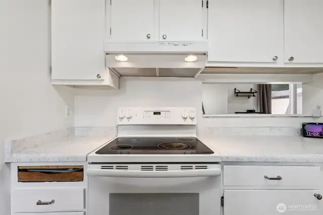 Kitchen facing living room.