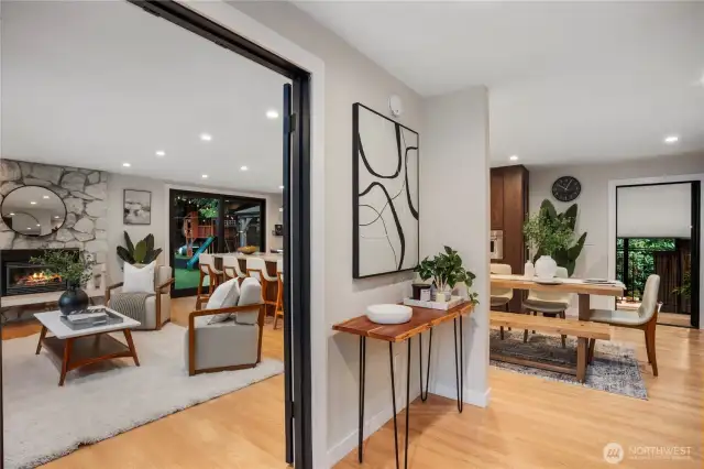 Entry Access to Open Kitchen, Dining, & Living Room