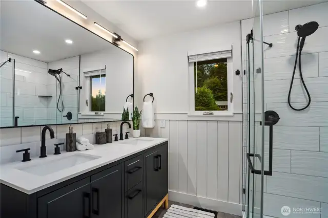 Remodeled Primary Bathroom Double Sinks