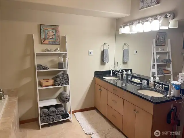 Primary bath with heated tile floors