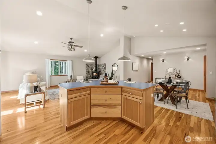 Bright, open with designer lighting.