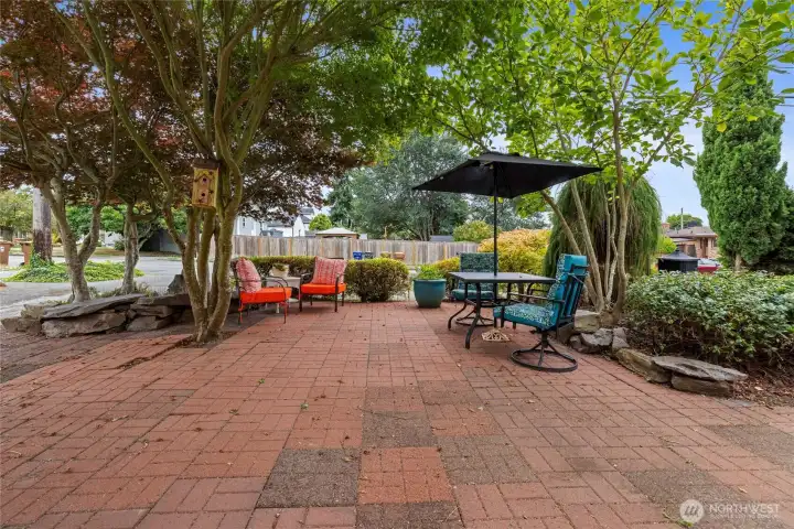 Lovely shaded patio space for evening chats.