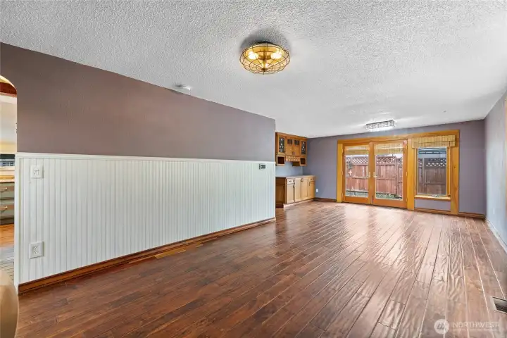 Openfloor plan with wood floors.