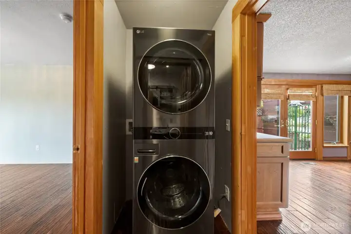 Stackable front loading washer and dryer.