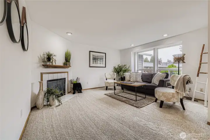 Light and bright with a cozy gas fireplace