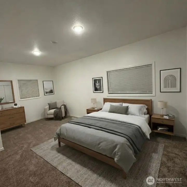 Primary bedroom virtually staged