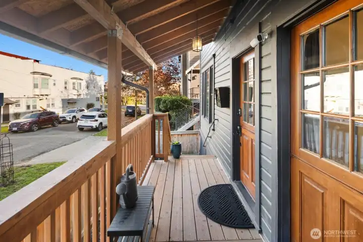 Both units are accessed from the completely-rebuilt front porch, and feature twin vintage Dutch doors for when you want a fresh summer breeze.