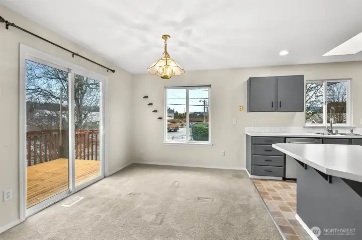 Second story deck off the dining area.