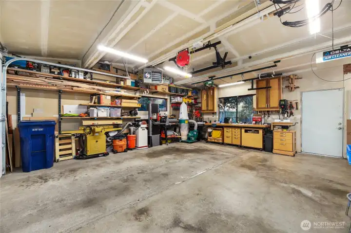 Oversized two-car garage.