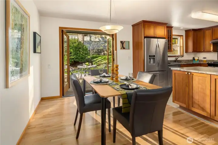 West facing french doors to private deck.