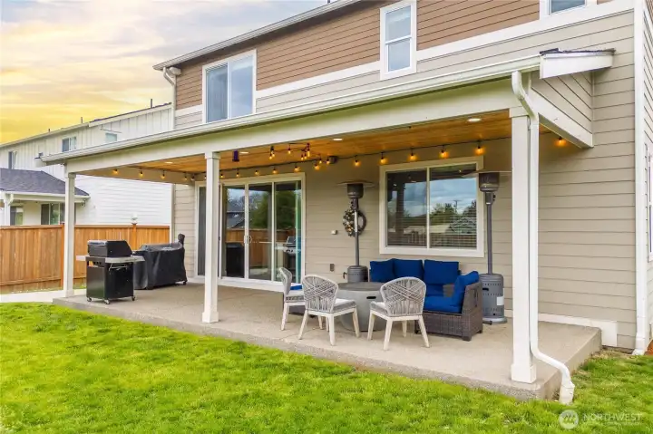 Huge covered patio provides entertainment space year round