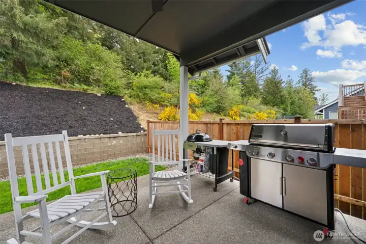 Cozy, covered deck for those PNW rainy days...