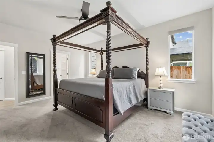 This bed is extra large and still plenty of room through out