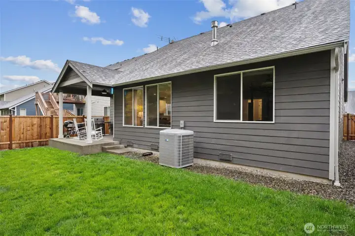 Brand new grass in the back (and front) yards! Super private back here.