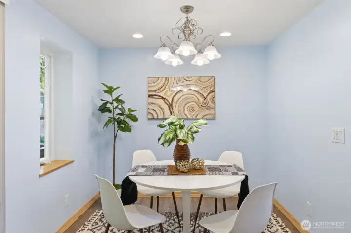 Pretty dining room makes every day a special occassion.