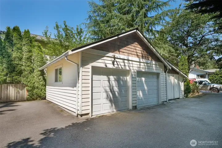 Home comes with a detached, 1-car garage. HOA includes three extra non-assigned spots for residents and guests. Unit garage is on the left