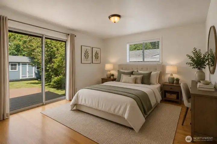 Virtually Staged - 2nd bedroom with another oversized sliding glass door accessing the back yard. Virtually Staged - 2nd bedroom with another oversized sliding glass door accessing the back yard.