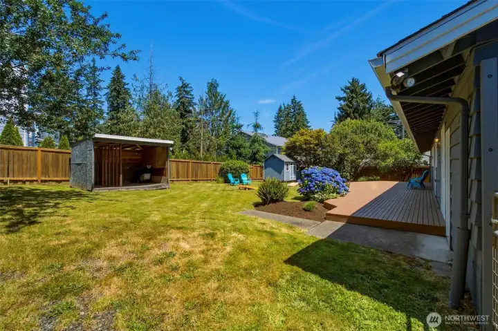 Woodshed and locking shed for more storage. Woodshed and locking shed for more storage.