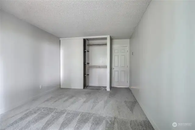 Great closet space with nice shelving.