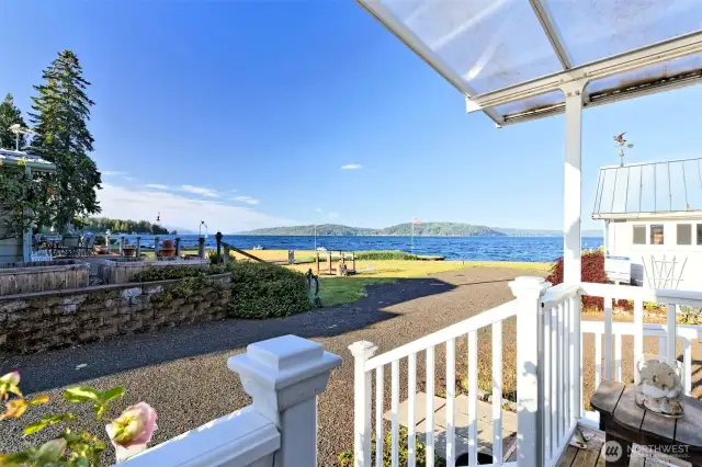 Covered Deck with views up the canal towards Hoodsport