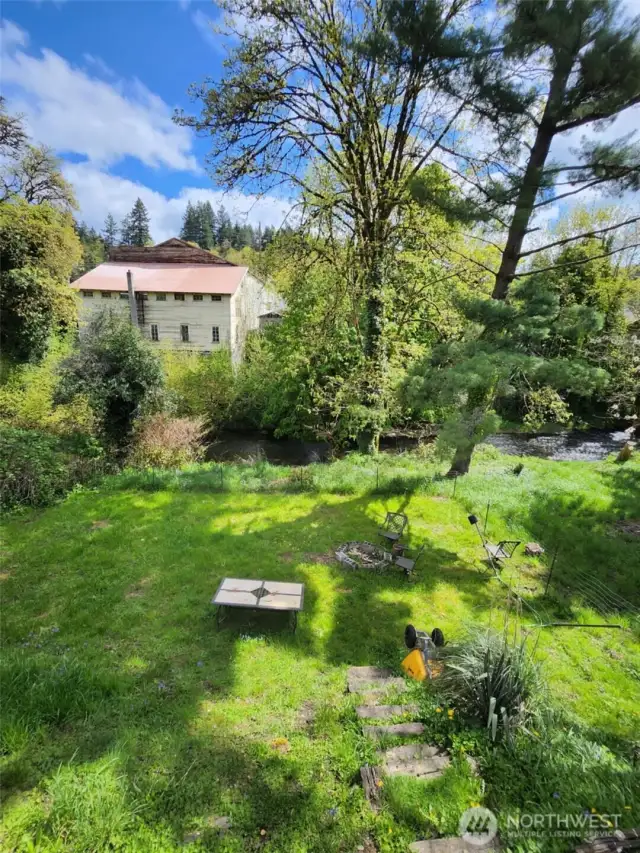 back yard with creek