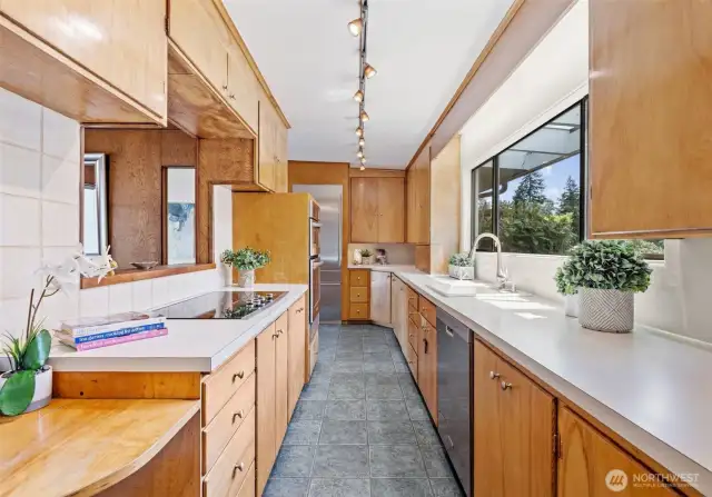 Kitchen with stainless appliances.