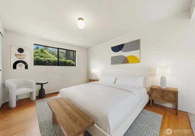 Main floor bedroom #2 with virtual staging.