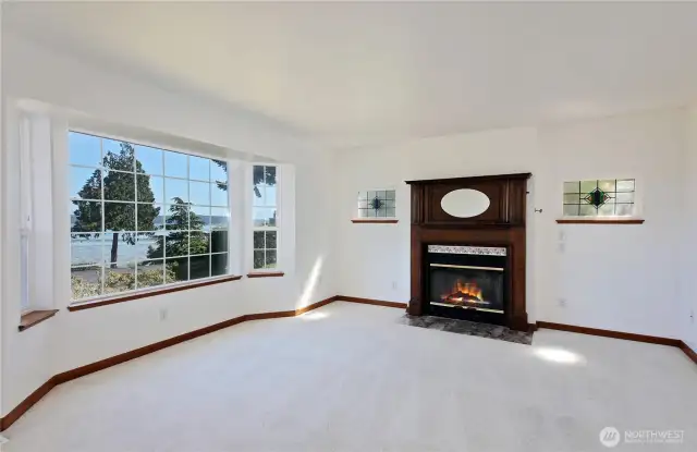 Living room with loads of light and views.