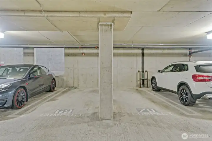 Two Side-by-Side Parking Spots in Secure Garage