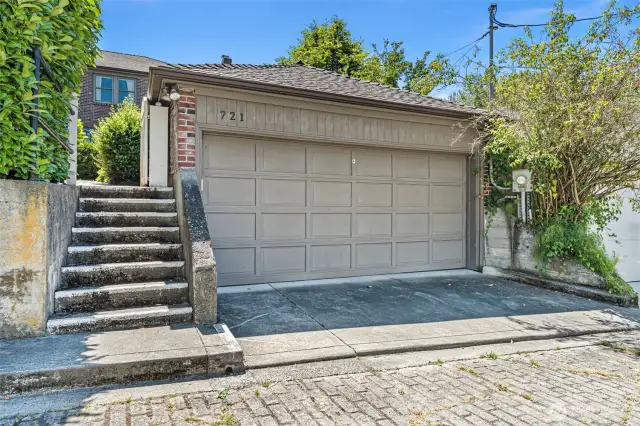 Alley entrance garage.