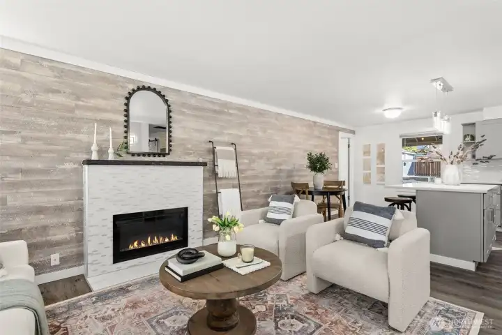 Living room with electric fireplace