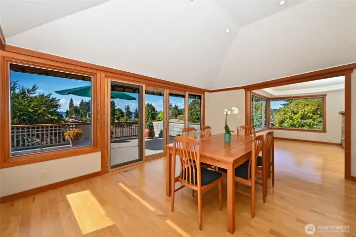 The dining room feels even larger with the rooftop deck.
