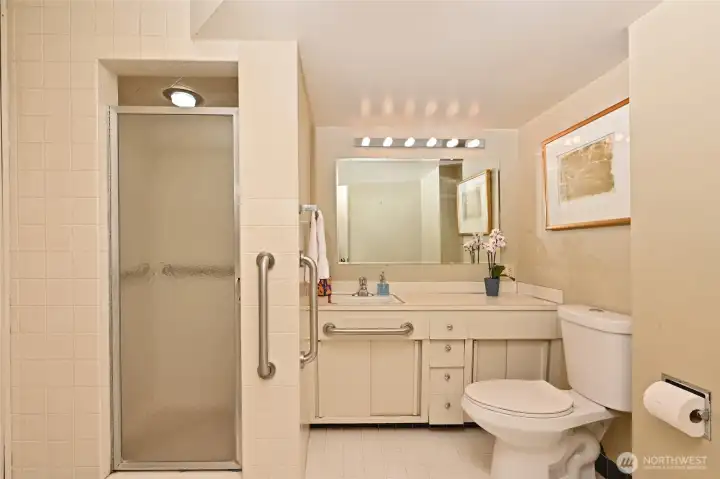 Three-quarter bath downstairs.