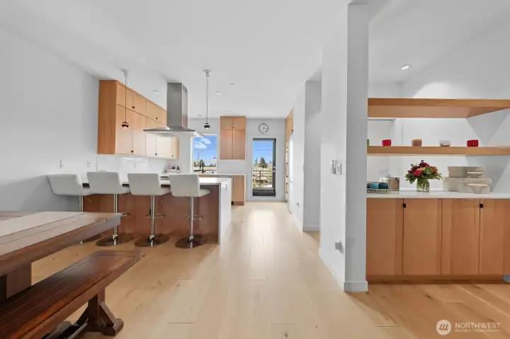 European white oak hardwood floors throughout.