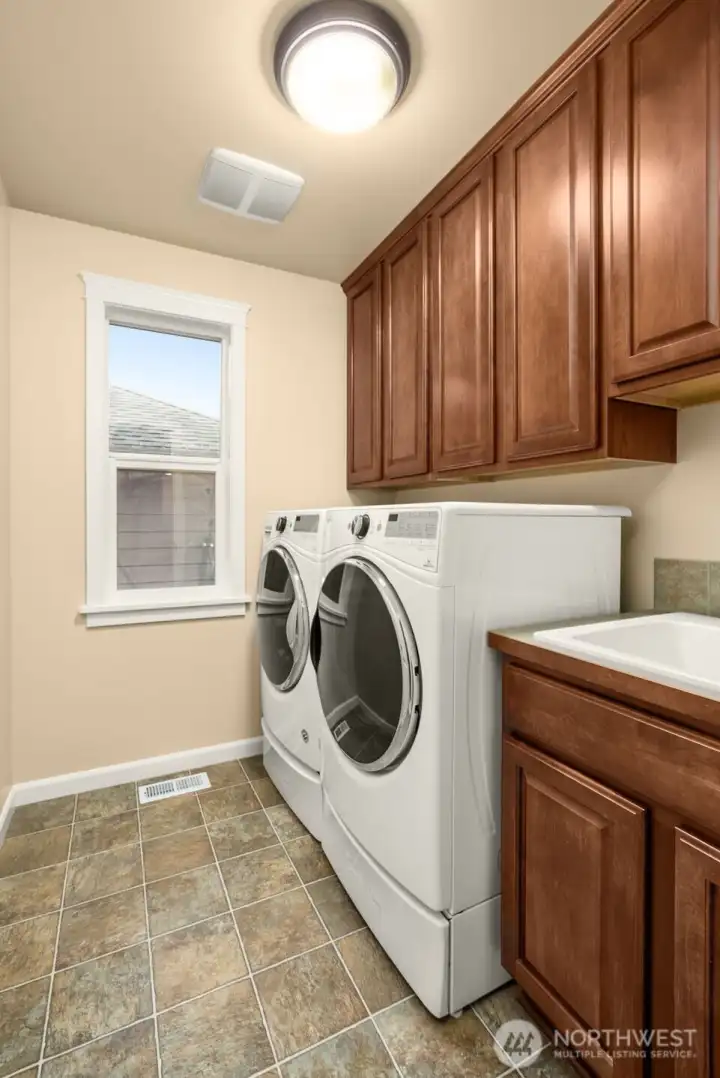 Convenient upper level utility room