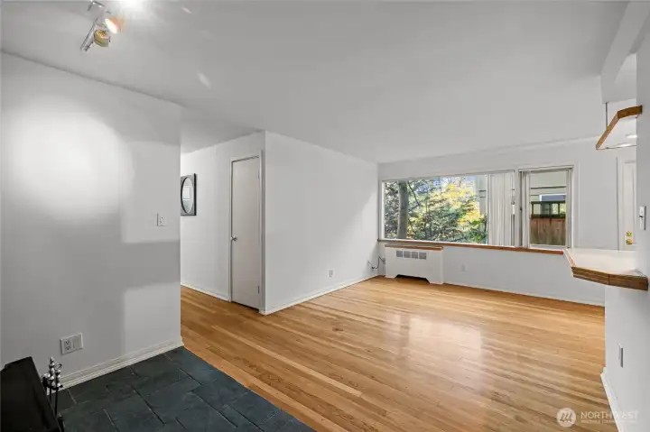 Freshly painted 2-bed, 1.25-bath with classic hardwood floors.