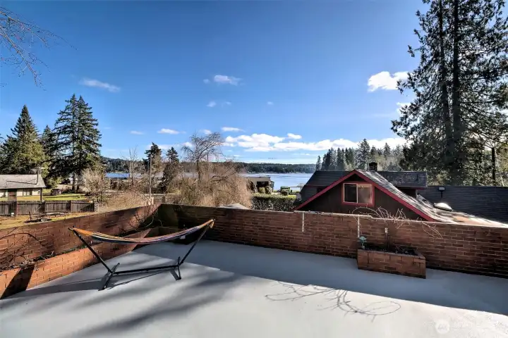 A view from the garage rooftop deck