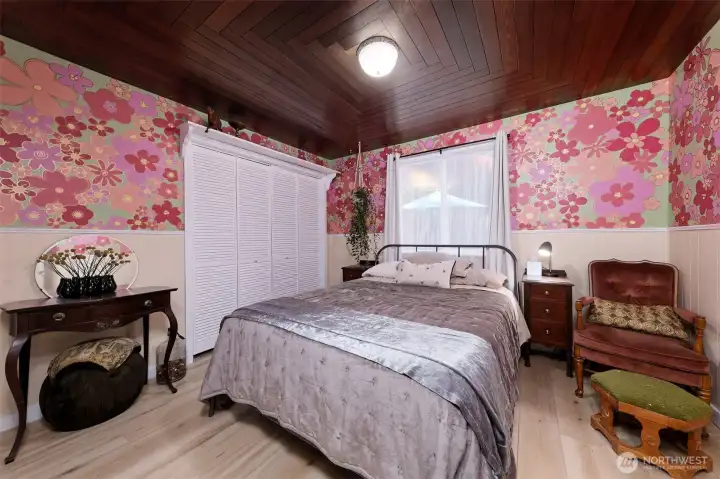 The wood ceiling accent pattern is beautiful