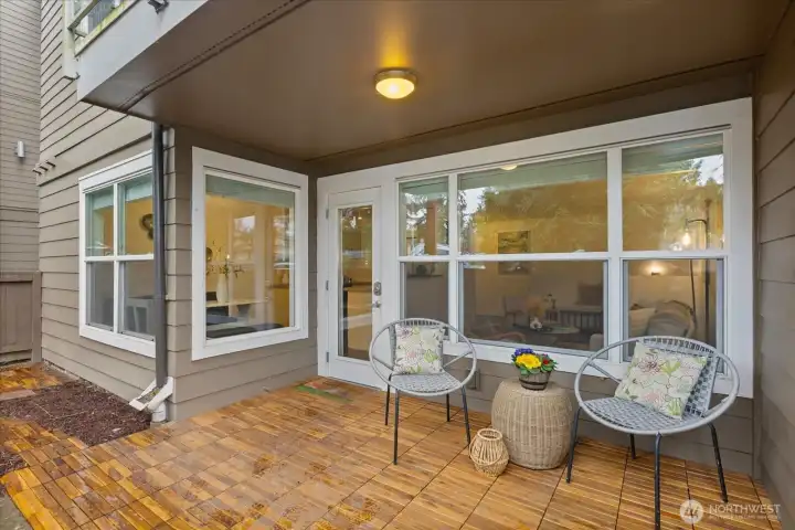Spacious patio, partially covered