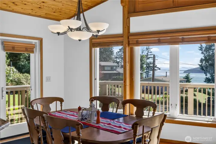 A view of the water from dining table.