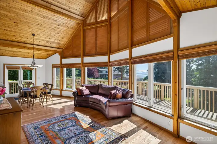 Also a view from living room.  Note the French doors leading to the deck.