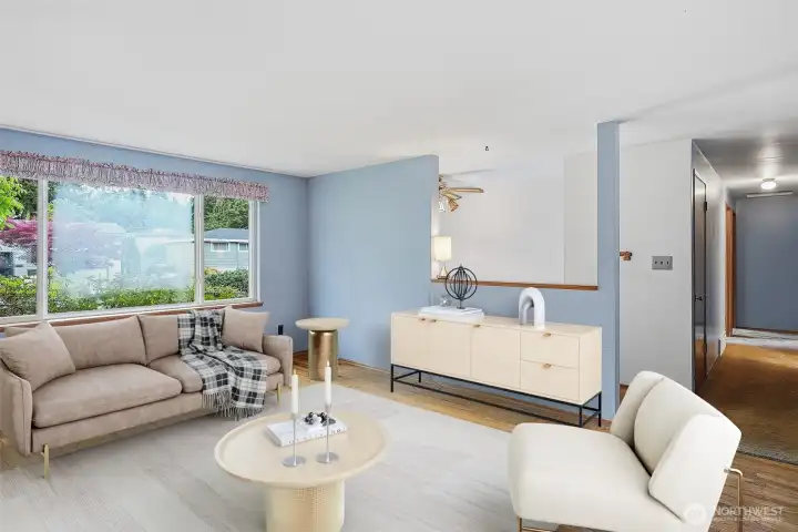 Living Room to Entry, Virtually Staged