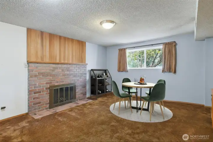 Downstairs Family Room, virtually staged