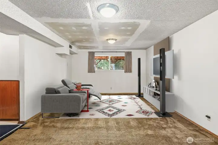 Downstairs Family Room, Virtually Staged
