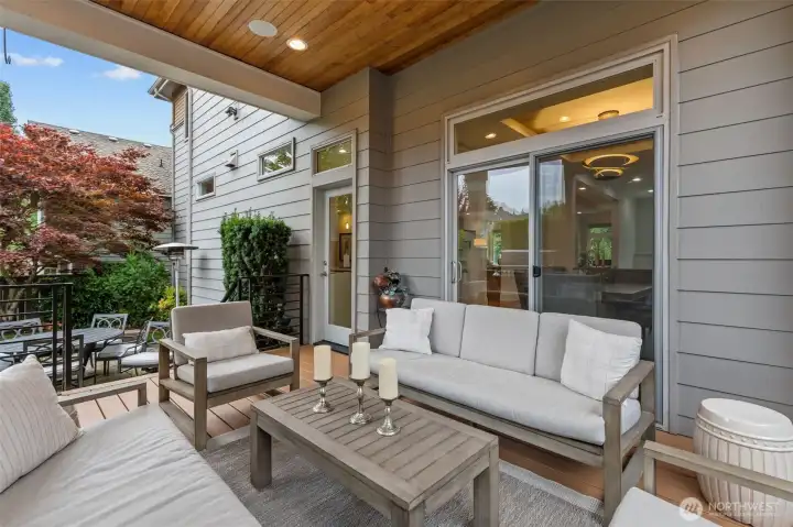 covered patio, private and relaxing to unwind.
