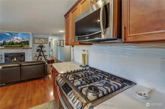 Stainless Steel Convection Oven And Microwave With Gas Range.